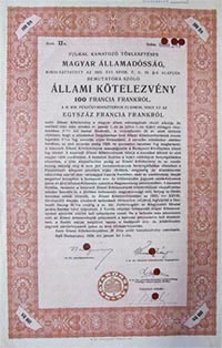 llamadssgi Ktvny llami Ktelezvny 100 francia frank 1926