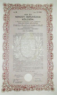 Nemzeti Beruhzsi Klcsn 500 peng 1938
