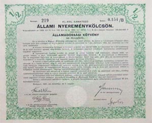 llamadssgi Ktvny llami Nyeremnyklcsn 1/2 rszktvny 100 peng 1941 