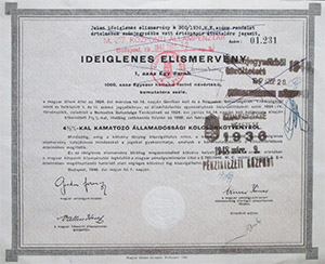 Ideiglenes elismervny 1924 vi ktvnyrl 1000 holland forint 1946