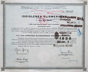 Ideiglenes elismervny 1924 vi ktvnyrl 1000 svajci frank 1946