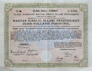 Magyar Királyi Állami Pénztárjegy 25000 holland forint 1917