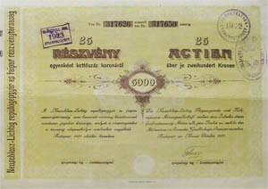 Neuschlosz-Lichtig Replgpgyr s Faipar Rszvnytrsasg rszvny 25x200 korona 1921