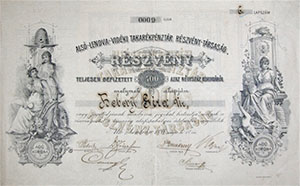 Alsó-Lendva-Vidéki Takarékpénztár Részvénytársaság 400 korona 1898 Lendva
