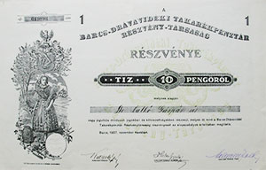 Barcs-Drvavidki Takarkpnztr Rszvnytrsasg rszvny 10 peng 1937