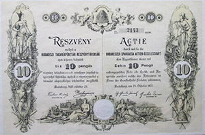 Budakeszi Takarkpnztr Rszvnytrsasg rszvny 10 peng 1927