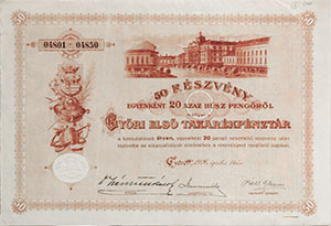 Gyri Els Takarkpnztr rszvny 50x20 peng 1926 Gyr