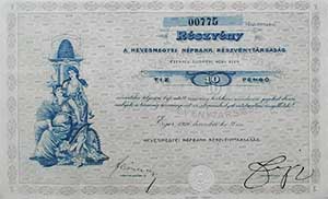 Hevesmegyei Npbank Rszvnytrsasg rszvny 10 peng 1926 Eger