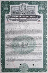 Kisbirtokosok Orszgos Fldhitelintzete ktvny 1000 dollr 1928
