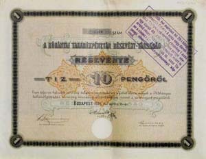 Kbnyai Takarkpnztr Rszvnytrsasg rszvny 10 peng 1928
