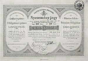 Magyar Jelzlog-Hitelbank nyeremny jegy 1891