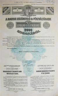 Magyar Leszmtol- s Pnzvltbank zloglevl 2000 korona