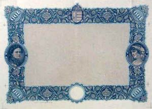 Magyar Nemzeti Bank 100 aranykorona 1924 tervezet