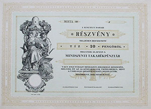 Mindszenti Takarkpnztr rszvny 10 peng 1942