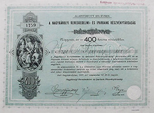 Nagykrolyi Kereskedelmi- s Iparbank Rszvnytrsasg 400 korona 1911
