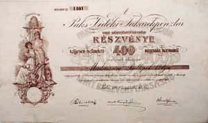 Paks-Vidéki Takarékpénztár Részvénytársaság részvény 400 korona 1911
