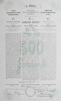 Pesti Hazai Els Takarkpnztr-Egyeslet kamatoz ktvny 500 forint 1893
