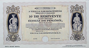 Tllyai Takarkpnztr Rszvnytrsasg rszvny 10x10 100 peng Tllya