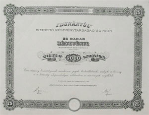 Dunántúli Biztosító Részvénytársaság Sopron 5000 korona 1922