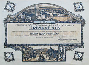 Miskolczi Gztglagyr Rszvnytrsasg  rszvny 20 peng 1926 Miskolc