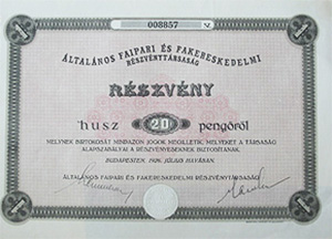 ltalnos Faipari s Fakereskedelmi Rszvnytrsasg 20 peng 1926