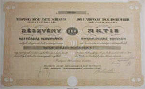 Malomsoky Jzsef Asztalosrugyr Rszvnytrsasg rszvny 200 korona 1923