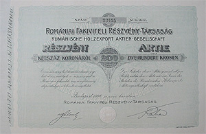 Romániai Fakiviteli Részvénytársaság 200 korona 1908