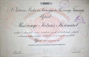 Victoria Btor s Farugyr Rszvnytrsasg rszvny 200 korona 1920