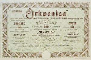 Cirkvenica Tengeri Fürdő és Klimatikus Gyógyhely Részvénytársaság részvény 200 korona 1895