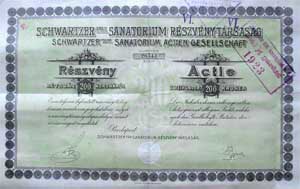 Schwartzer-féle Sanatorium Részvénytársaság részvény 200 korona