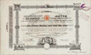 Szent Lukács Fürdő Részvénytársaság részvény 200 korona 1915