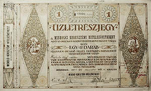 Miskolci Keresztény Hitelszövetkezet üzletrészjegy 40 pengő 1929