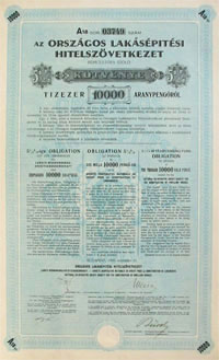 Orszgos Laksptsi Hitelszvetkezet 10000 aranypeng