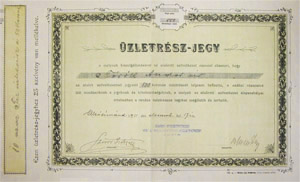 Simándi Hitelszövetkezet üzletrészjegy 500 korona 1911 Alsósimánd