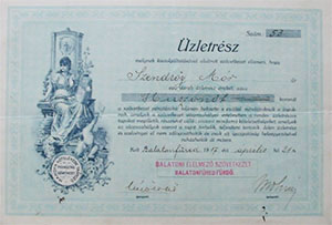 Balatoni Élelmező Szövetkezet Balatonfüred Fürdő üzletrész 25 korona 1917