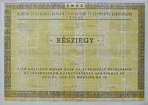 Cegldi ptmunksok Termel-, Beszerz- s rtkest  Szvetkezete rszjegy 1948