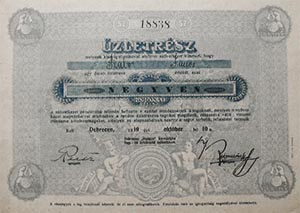 Debreceni Hangya Keresztyny Fogyasztsi s rtkest  Szvetkezet zletrsz 40 korona 1919