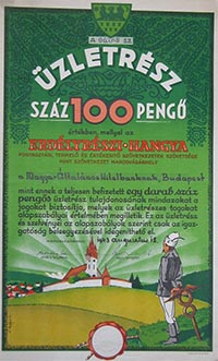 Erdélyrészi Hangya Szövetkezet üzletrész 100 pengő 1943 Marosvásárhely