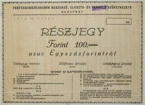 Festékkiskereskedők Beszerző, Elosztó- és Termelő Szövetkezete részjegy 100 forint