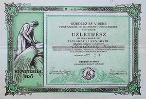 Gödöllő és Vidéke Fogyasztási és Értékesítő Szövetkezet üzletrész 12 pengő 1944