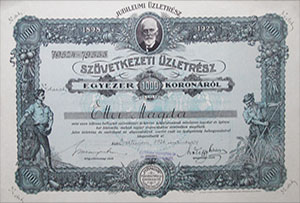 Hangya Fogyasztsi s rtkest Szvetkezet jubileumi zletrsz 1000 korona 1924