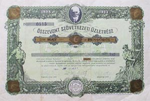 Hangya Fogyasztási és Értékesítő Szövetkezet üzletrész 6 pengő 1928