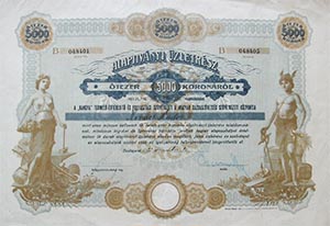 Hangya Termel, rtkest s Fogyasztsi Szvetkezet alaptvnyi zletrsz 5000 korona 1922