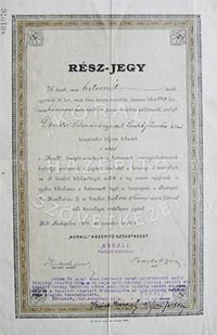 Korall Házépítő Szövetkezet rész-jegy 75x50 korona 1909