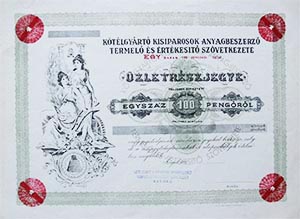 Ktlgyrt Kisiparosok Anyagbeszerz, Termel  s rtkest Szvetkezete Szeged zletrszjegy 100 peng