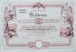 Magyar Mezőgazdák Szövetkezete üzletrész 2x20 40 pengő 1935
