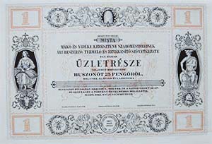 Mak s Vidke Keresztny Szabmesterek rubeszerz, Termel s tkest Szvetkezete zletrsz 25 peng 1942