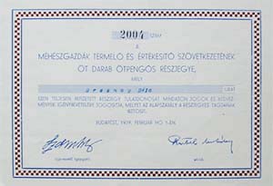 Méhészgazdák Termelő és Értékesítő Szövetkezete részjegy 5x5 pengő 1939
