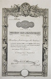 Országos Sajt- és Vajszövetkezet üzletrész 100 forint 1887