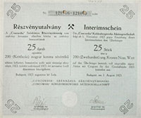 Concordia Sznbnya Rszvnytrsasg rszvnyutalvny 25x200 5000 korona 1923